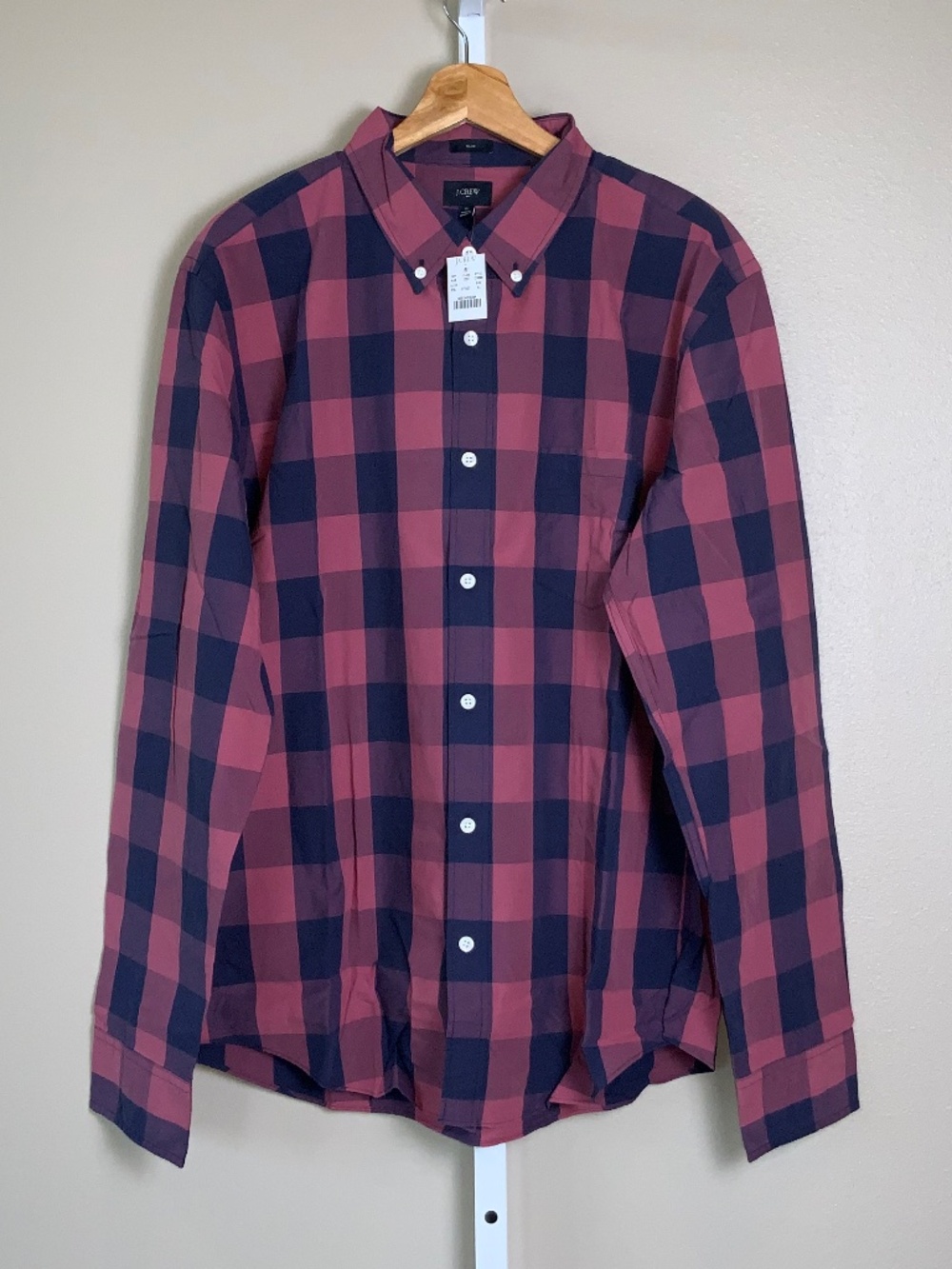 J. Crew Factory Gingham Buffalo Check Slim Washed Button Down Oxford Shirt